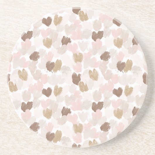 Pink Cream Brown Hearts コースター (正面)