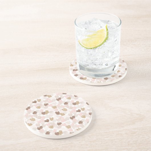 Pink Cream Brown Hearts コースター (側面)