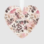 Pink Cream Brown Leopard Christmas オーナメント (正面)