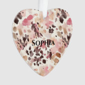 Pink Cream Brown Leopard Christmas オーナメント (正面)