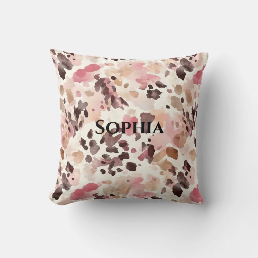 Pink Cream Brown Leopard Christmas クッション (正面)