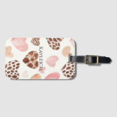 Pink Cream Brown Leopard Hearts   ラゲッジタグ (正面横)