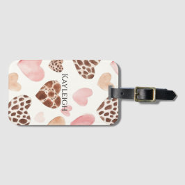 Pink Cream Brown Leopard Hearts   ラゲッジタグ