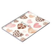 Pink Cream Brown Leopard Hearts Birthday ノートブック (左側)