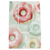 Pink Cream Donuts Birthday ミディアムペーパーバッグ (裏面)