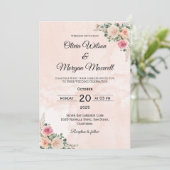 Pink Cream Floral Chic Wedding Invitation 招待状 (スタンド正面)