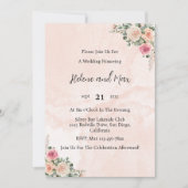 Pink Cream Floral Elegant Wedding Invitation 招待状 (正面)