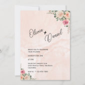 Pink Cream Floral Rustic Wedding Invitation 招待状 (正面)