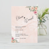 Pink Cream Floral Rustic Wedding Invitation 招待状 (スタンド正面)
