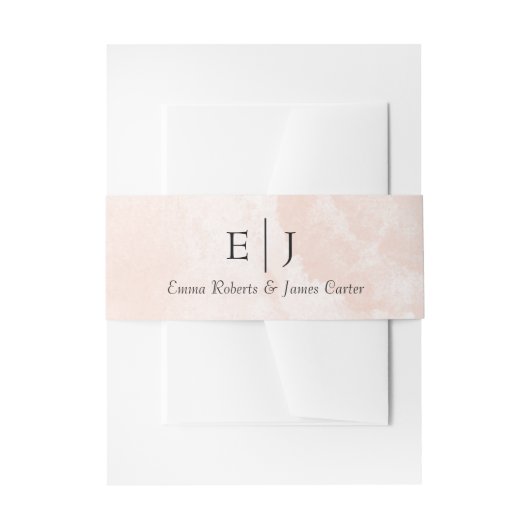 Pink Cream Floral Wedding Invitation Belly Band 招待状ベリーバンド (正面例)