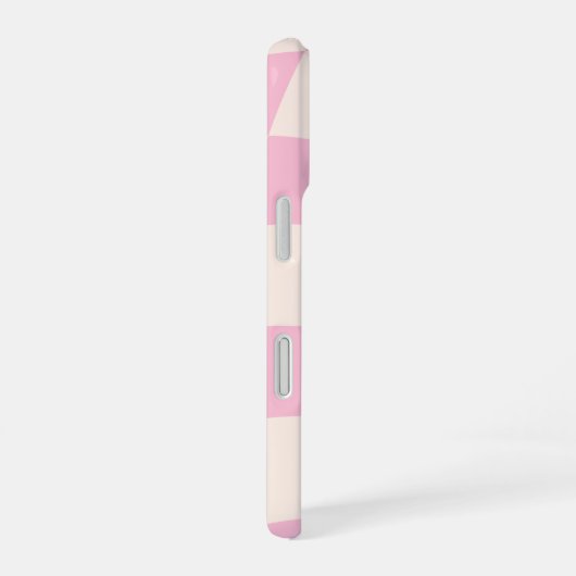 Pink Cream Grid Check Checker Board Phone Case iPhone 16ケース (右側面)