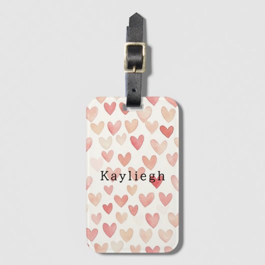 Pink Cream Hearts ラゲッジタグ (正面縦)
