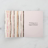 Pink Cream Hearts Leopard Animal Cake Birthday カード (内部)