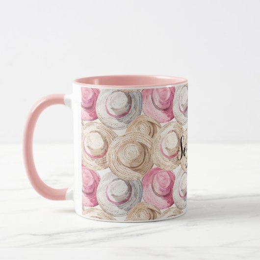 Pink Cream Straw Hats マグカップ (左)