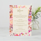 Pink Cream Watercolor Floral Custom Wedding Menu 招待状 (スタンド正面)
