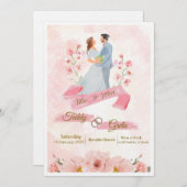 Pink Cream Watercolor Wedding Invitation 招待状 (正面/裏面)