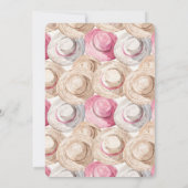 Pink Cream White Straw Hats Birthday 招待状 (裏面)
