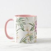 Pink Cream White Tropical Orchid Flowers Resort マグカップ (左)