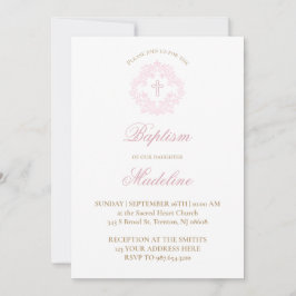 pink crest | Baptism Invitation 招待状