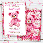Pink Crocheted Teddy Bear Girl's Baby Shower 招待状