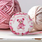 Pink Crocheted Teddy Bear | Great Grandma to Be 缶バッジ