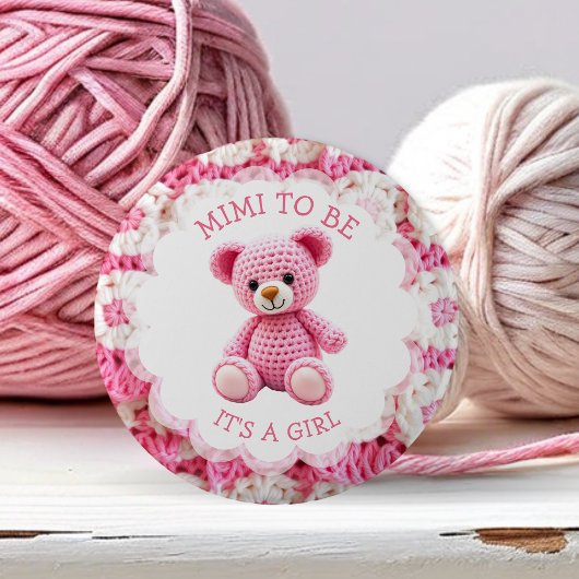 Pink Crocheted Teddy Bear | Mimi to Be 缶バッジ