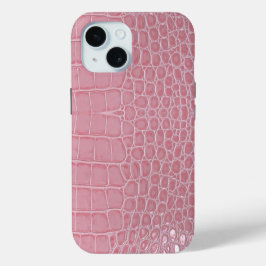 Pink Crocodile Leather Aesthetic iPhone 15ケース