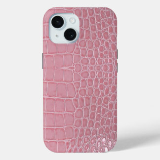 Pink Crocodile Leather Aesthetic iPhone 15ケース