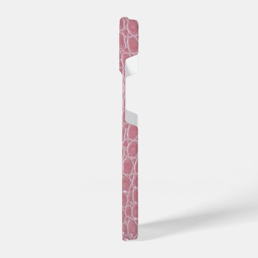 Pink Crocodile Leather Aesthetic iPhoneケース (左側面)