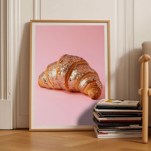 Pink Croissant Print Eclectic Print Maximalist  ポスター