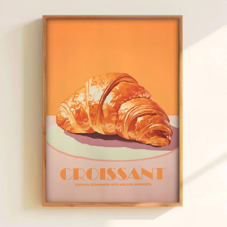 Pink Croissant Print Pastry Poster Minimalistic Ar ポスター