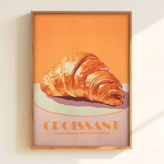 Pink Croissant Print Pastry Poster Minimalistic Ar ポスター