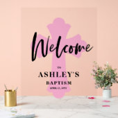  Pink Cross Baptism Welcome Acrylic Sign アクリルサイン (ウェディング)