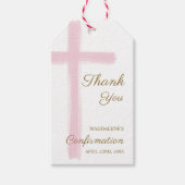 Pink Cross Confirmation Thank You ギフトタグ (正面)