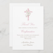 pink cross Holy Spirit thank you card 招待状 (正面/裏面)