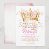 PINK CROWN プリンセスのハッピーバースデー招待状 招待状 (正面/裏面)