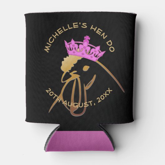Pink Crown Hen Do Personalised Keepsake 缶クーラー (正面)