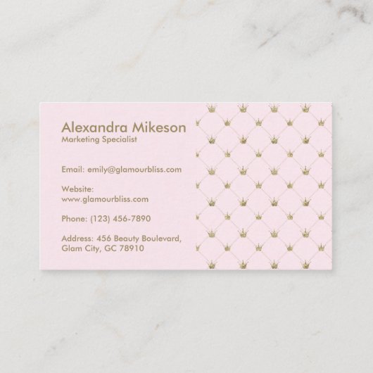 Pink Crown Pattern Luxury 名刺 (裏面)