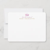 Pink Crown Princess Nursery Note Card 招待状 (正面)