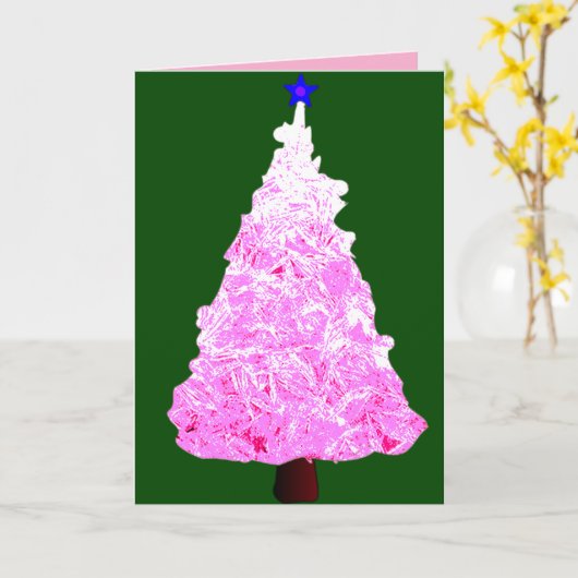 Pink Crystal Christmas Tree  カード (黄色い花)
