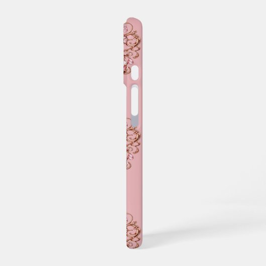 Pink Crystal Teddy Bears with Gem Heart iPhone 16ケース (左側面)