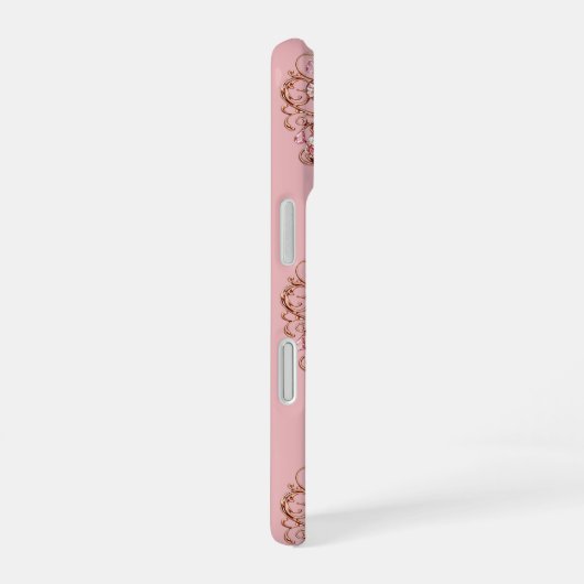 Pink Crystal Teddy Bears with Gem Heart iPhone 16ケース (右側面)