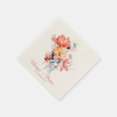 Pink Cubes&Flowers: Personalized Wedding Napkins スタンダードカクテルナプキン (角)