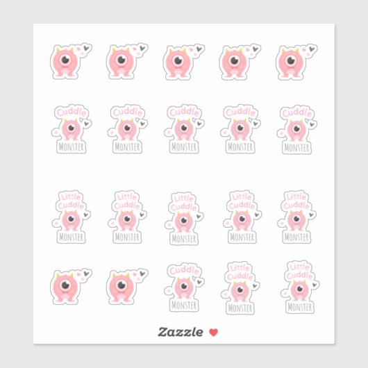 Pink Cuddle Monster Stickers シール (シート)
