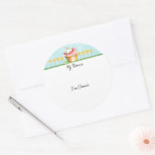 Pink Cupcake 8 Candles Birthday Hello Name  ラウンドシール (封筒)