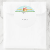 Pink Cupcake 8 Candles Birthday Hello Name  ラウンドシール (バッグ)