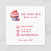 Pink Cupcake Bakery Business Card | Editable Text スクエア名刺 (裏面)