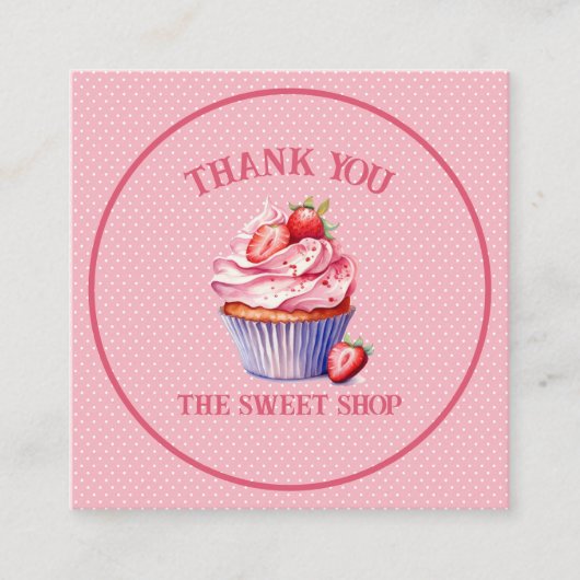 Pink Cupcake Bakery Business Card | Editable Text スクエア名刺 (正面)