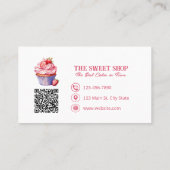 Pink Cupcake Bakery QR Code Business Card 名刺 (裏面)