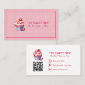 Pink Cupcake Bakery QR Code Business Card 名刺 (正面/裏面)